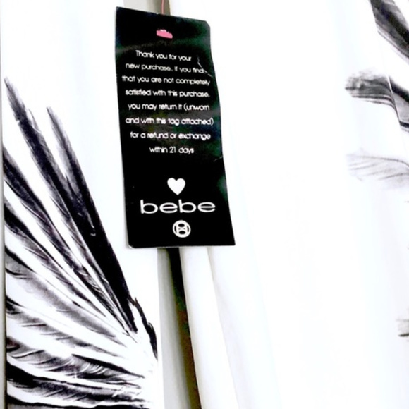 💋 BEBE  Fallen Angel long sleeve Deep V dress L new RARE 💋 - Picture 8 of 8